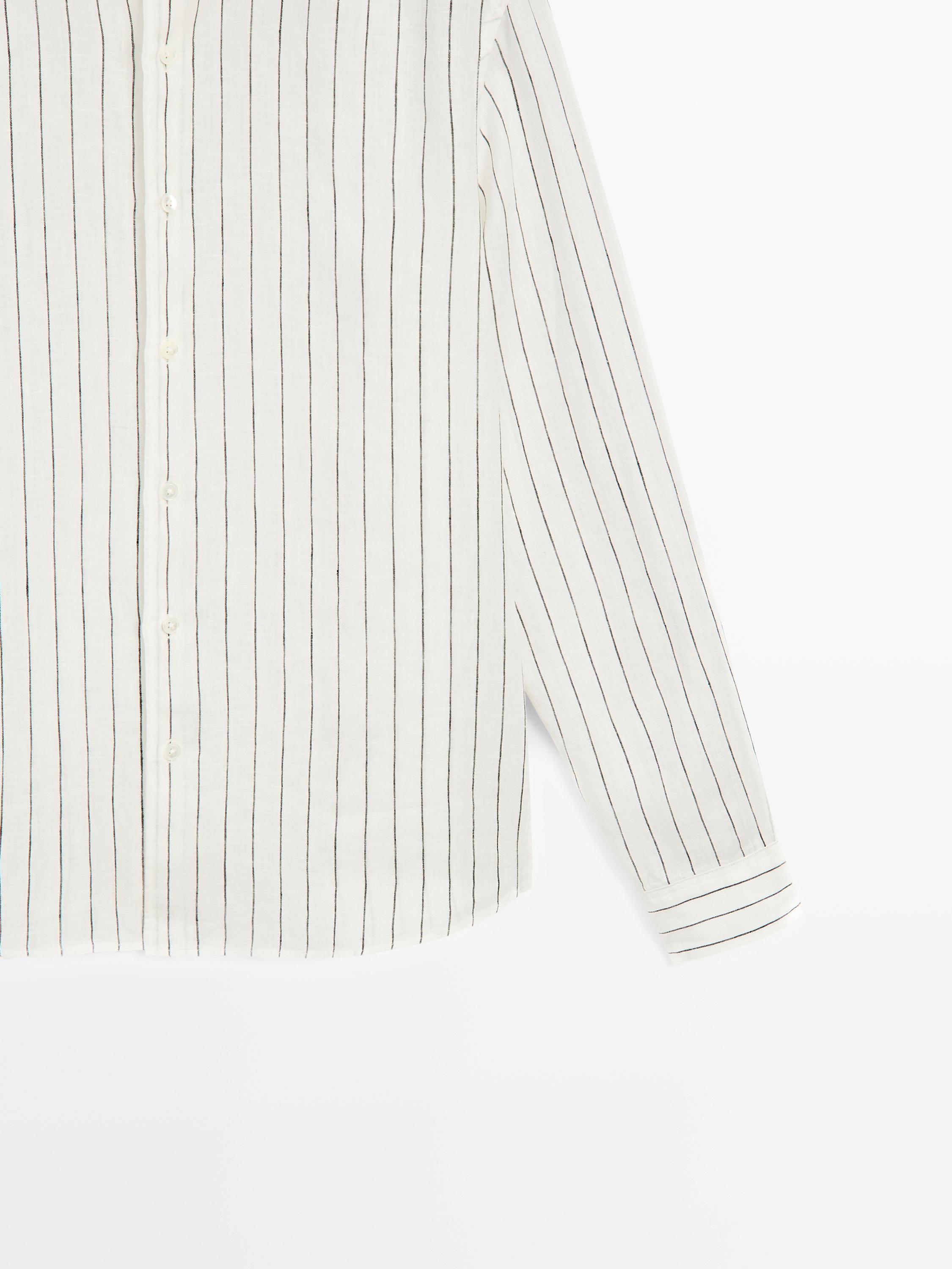 Chemise à rayures en pur lin coupe slim